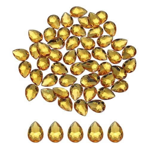 EliteKoopers Kristall-Gold-Strasssteine, Acryl, Tropfenform, Edelsteine, flache Rückseite, für Schmuckherstellung, DIY, Handwerk, Dekoration, 500 Stück (Größe: 8 x 5 mm) von EliteKoopers