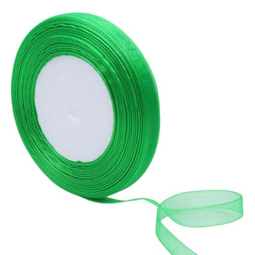 EliteKoopers Organza-Chiffonband, Rolle für Geschenkverpackungen, Basteln, Haarschleifen, Weihnachtsdekoration, 12 mm, Grün, 46 m von EliteKoopers