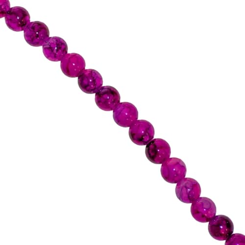 EliteKoopers Runde Glasperlen im Marmor-Stil, 8 mm, 100 Stränge für Dekoration, Schmuckherstellung (Magenta) von EliteKoopers