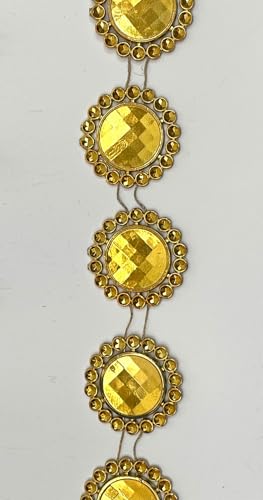 EliteKoopers Sonnenblumen-Strassband mit goldfarbenem Rand für Kunst und Handwerk, Kuchen, Hochzeit, Weihnachtsbaum-Dekoration (Blumendurchmesser 2,5 cm) von EliteKoopers