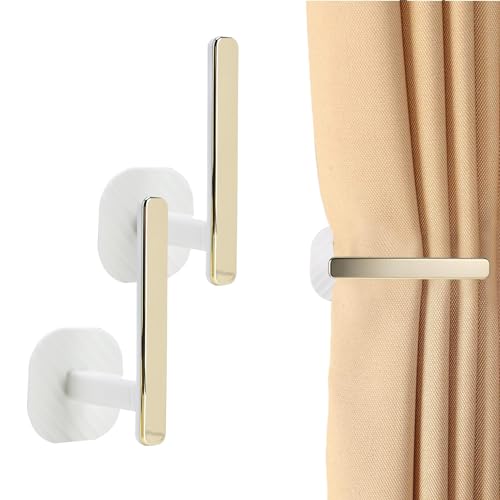 2 Stück Selbstklebende Vorhang-Raffhalter, Vorhang Halterung Wand, Vorhanghalter für Fenstervorhänge, Curtain Hooks Holders, L Shaped Curtain Holdbacks, L-förmige Vorhanghaken für Haus Büro Café von Elitecran