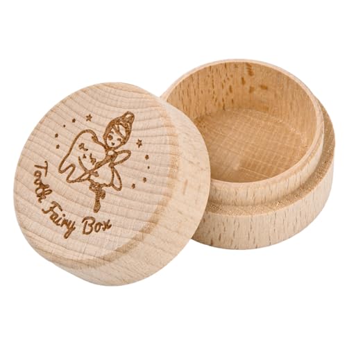 Elitecran Milchzahndose Personalisiert aus Holz, Zahn Andenkenbox mit Niedlichem Motiv, Niedlich 3D Gravur Zahndose, Kinder Zahnfee Milchzähne Zahnbox Geschenk für Baby Jungen Mädchen von Elitecran