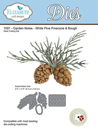 Elizabeth Craft Metall sterben Garden Notes whitepine Boughs und Pinecone von Elizabeth Craft Designs