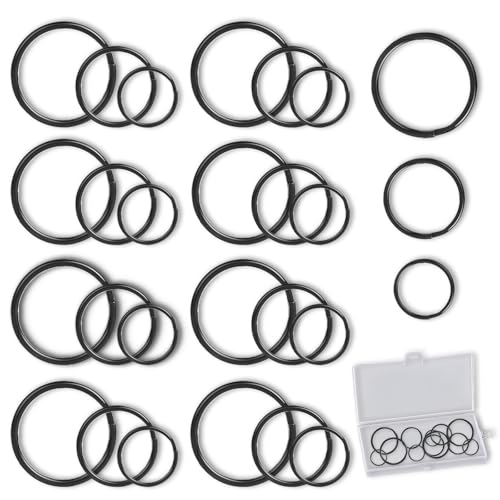 24PCS Schwarze Runde Flache Schlüsselringe, Metall Schlüsselringe, Schlüsselzubehör, passend für Autos, Schmuck, DIY Handwerk, Wohnungseinrichtung von Elkuaie