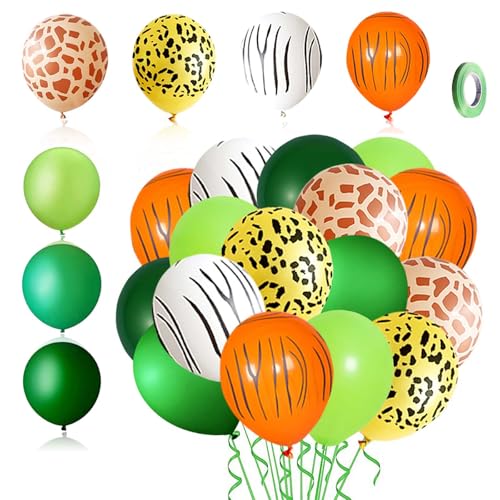 42 Stück Dschungel-Tier-Latex-Luftballons, 30,5 cm große Luftballons mit Wildtier-Druckmuster, Tier-Ballon-Party-Dekoration, geeignet für Zoo-Dekoration, Dschungel-Themenparty von Elkuaie