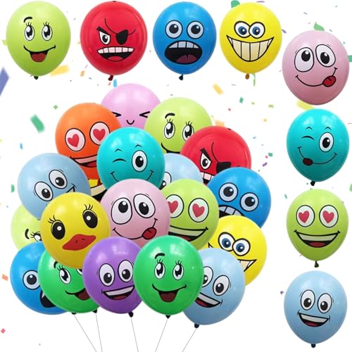 Emotionales Ballon-Set, 100 emotionale Ausdrucks-12-Zoll-Luftballons, niedliche Ausdrucks-Latex-Luftballons, lustige Party-Dekoration, Spaß beim Spielen, geeignet für Jungen und Mädchen von Elkuaie