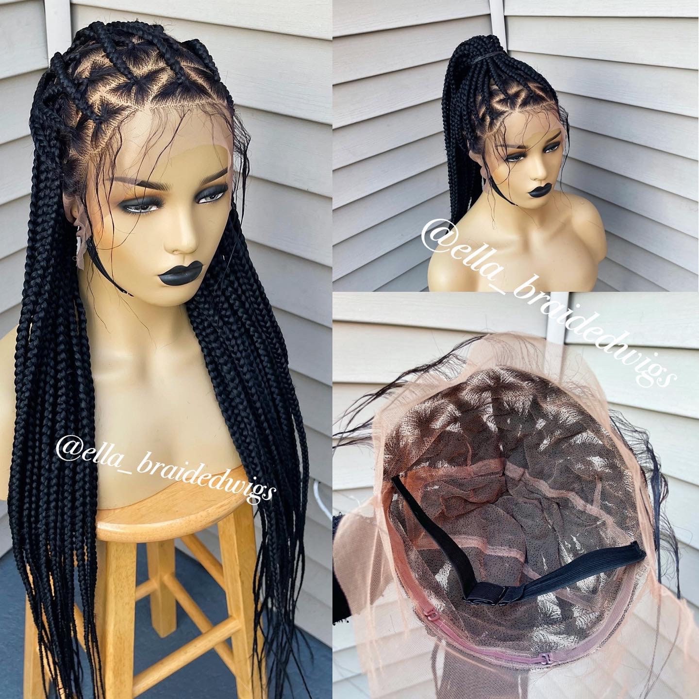 Knotenlose Geflochtene Perücke Für Schwarze Frauen Box Braided Leidenschaft Twists Faux Locs Soft Braids von Ellasbraidedwigs