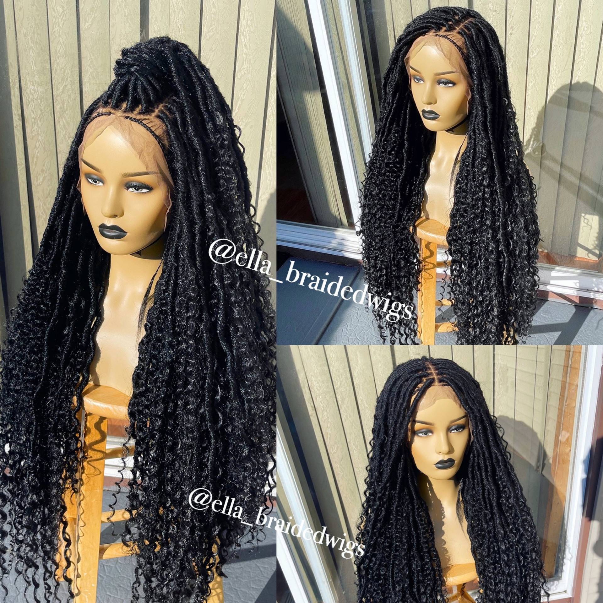 Weiche Locken Frontal Spitze Perücke Weiche Faux Loks, Knotenlose Box Geflochtene Faux Locs Perücken Für Schwarze Frauen Zöpfe von Ellasbraidedwigs