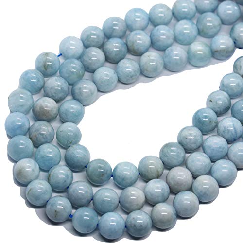 Aquamarin 4 mm natürliche Edelstein-Perlen für Armbandherstellung, Energieheilung, Kristalle, Schmuck, Chakra, Kristall, Perlenzubehör, ca. 39,4 cm, ca. 90–100 Perlen von Ellaza Beads & Findings