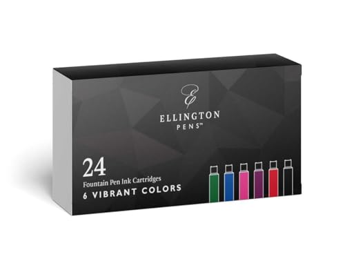 ELLINGTON PENS Vibrant Füllfederhalter-Tintenminen, 6 Farben, internationale Standardgröße, Premium-Qualität und ungiftig, langlebige Tinte, 24 Stück, 24 Blau von Ellington Pens