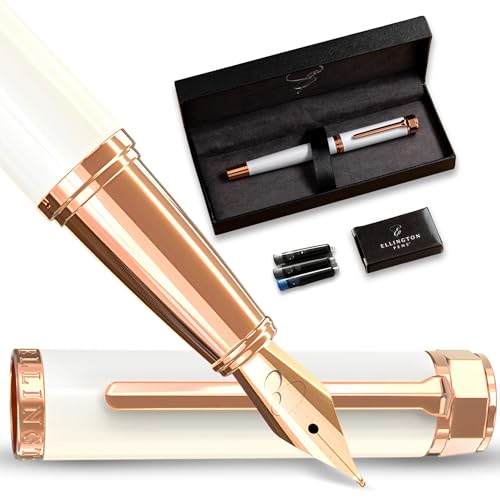 Ellington Pens Luxus-Füllfederhalter-Set glatte, Spitze – inklusive nachfüllbarem Tintenkonverter, 3 Tintenpatronen [Schwarz und Blau], Geschenkbox – elegante Kalligrafie von Ellington Pens