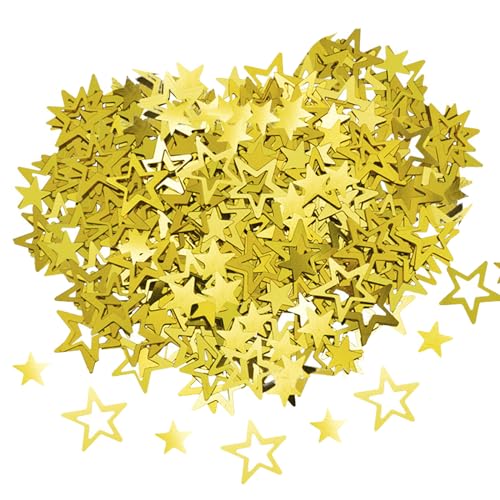 Ellxen 15g Stern Konfetti,Metallfolie Sterne Konfetti Pailletten,Sterne Glitzer Pailletten,Metallfolie Sterne für Hochzeit Party Dekoration,Neujahrsdeko Luftschlangen für Karneval Party(Gold) von Ellxen