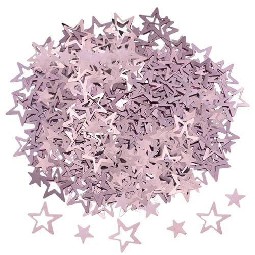 Ellxen 15g Stern Konfetti,Metallfolie Sterne Konfetti Pailletten,Sterne Glitzer Pailletten,Metallfolie Sterne für Hochzeit Party Dekoration,Neujahrsdeko Luftschlangen für Karneval Party(Rosa) von Ellxen