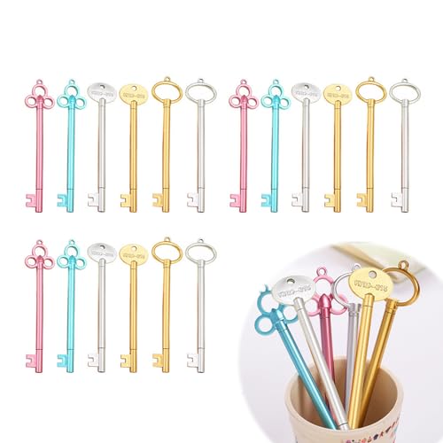 Ellxen 18 StüCk Schlüssel Gelstift,Kawaii Stiften,Key Shape Pen,Kugelschreiber Kreative Schlüssel,für Kinder und Erwachsene Skizzieren,Office Stationary School Supplies（6 Farben） von Ellxen