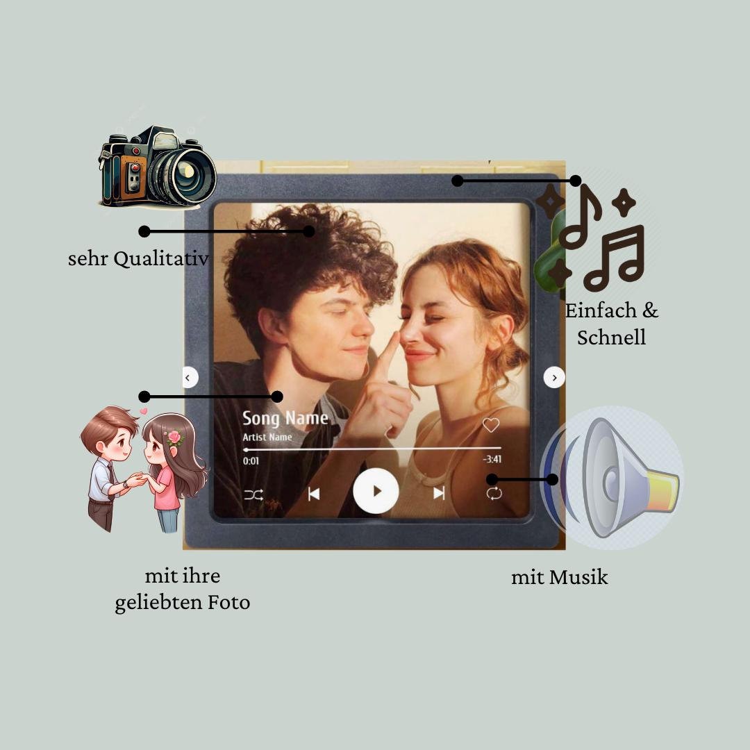 Personalisiertes Musik-Album Magnet Mit Foto & Song - Individuell Gestaltbarer Jahres- Oder Valentinstag Geschenk von Elmionce