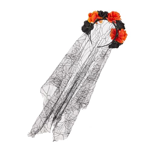 Stilvolles Haarband für Partys, einzigartiges Rosen-Haarband mit langem schwarzem Haarschmuck, Dekorationen für Partys, Haarschmuck von Elnwnnkc