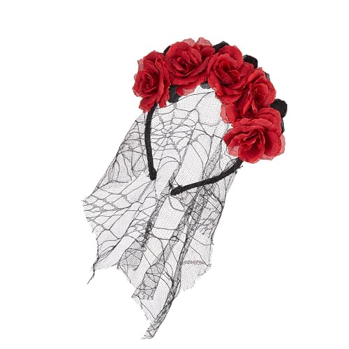 Stilvolles Haarband für Partys, einzigartiges Rosen-Haarband mit langem schwarzem Haarschmuck, Dekorationen für Partys, Haarschmuck von Elnwnnkc