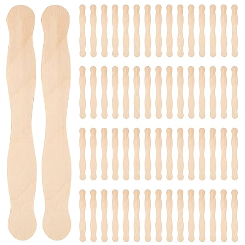 Elqubkan Fächergriffe mit 20,3 cm (8 ) oder Holzspatel oder Farbmischpackung, 100 handgefertigte Eisstiele für Bastelzubehör von Elqubkan