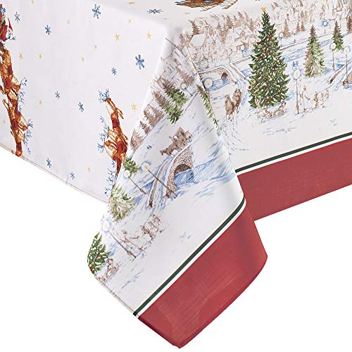 Elrene Home Fashions Weihnachtsmann-Tischdecke, schneebedeckt, knitterfrei, 152 x 367 cm, rechteckig von Elrene