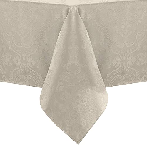 Elrene Home Fashion Caiden Elegance Damast-Tischdecke, wasserdicht, Flecken- und knitterfrei, 152,4 x 259,1 cm, länglich/rechteckig, Taupe von Elrene