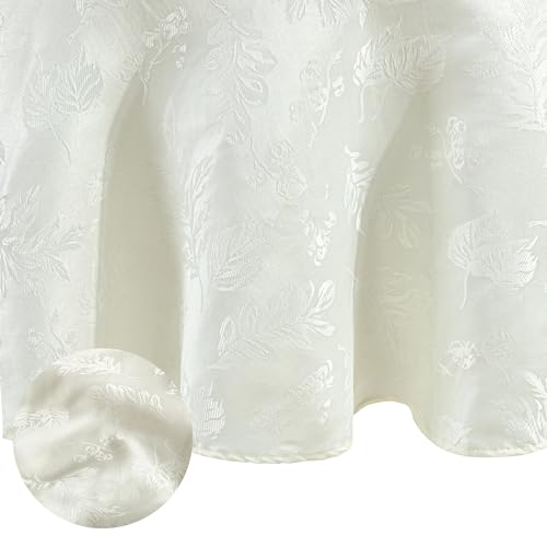 Elrene Home Fashions Elegant Woven Leaves Jacquard Damask Tablecloth, 70" Round, Ivory von Elrene