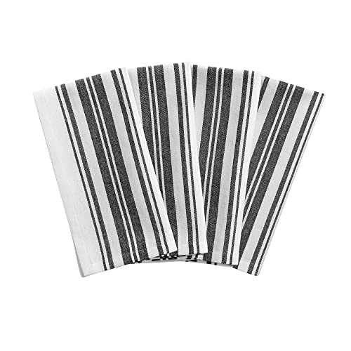 Elrene Home Fashions Farmhouse Living Homestead Stripe Napkins, Set of 4, 20" x 20", Black/White 4 von Elrene