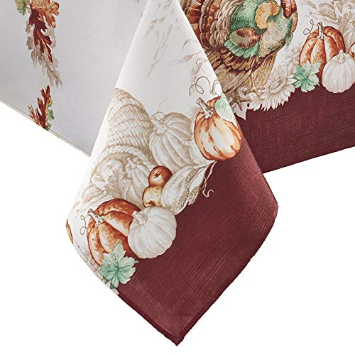 Elrene Home Fashions Holiday Turkey Bordered Fall Tablecloth, 52" x 52", Multi von Elrene