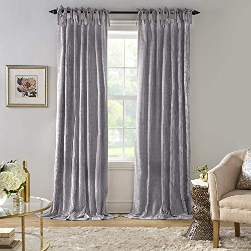 Elrene Home Fashions Korena Raffgardine aus Pannesamt, rustikaler Chic-Vorhang für Wohnzimmer oder Schlafzimmer, 132 x 213 cm, Grau, 1 Paneel von Elrene