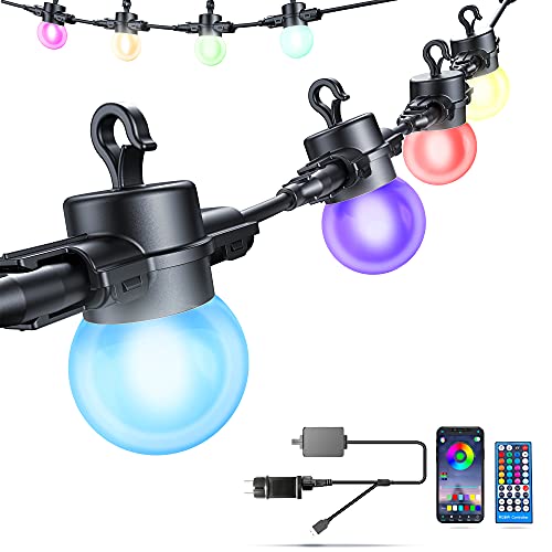 Elrigs Lichterkette Außen Innen, IP65 LED Lichterketten, 8M 10er dimmbare G45 RGB Lampen, Steuerung per Fernbedienung oder App, verlängerbar bis 10M oder 20M, Steckdose oder 5V USB Stromversorgung von Elrigs