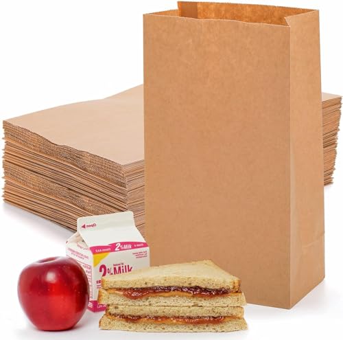 Elsjoy 150 Pack Groß Papiertüten, 32 x 18 x 11cm braune Kraftpapiertüten Kleine Papiertüten für Lebensmittel, Snacks, Sandwiches, Obst von Elsjoy