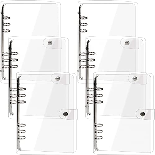 Elsjoy 6 Stück A5 Transparent PVC Binder, 6 Ring Weich Notizbuch Binder Transparente Lose Blätter Bindung Cover, Nachfüllbares Notizbuch Runder Ringbuch mit Druckknopfverschluss, 23.5×17.5 cm von Elsjoy