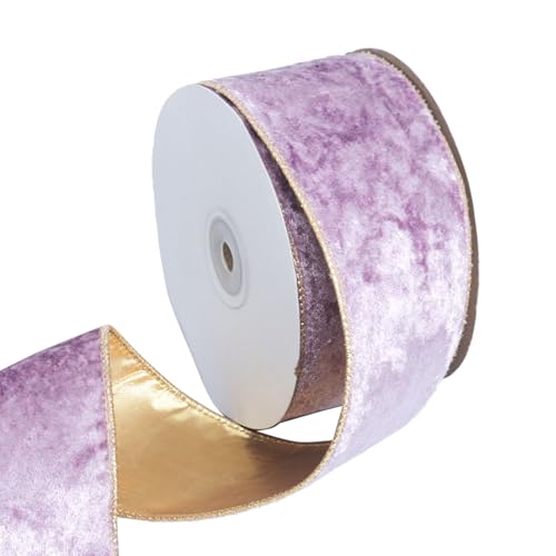 Violettes Samtband mit Draht, 6,3 cm x 9,1 m, für Weihnachtsbaumschmuck, Geschenkverpackung, Girlande, Kranzhandwerk von Elsqolro