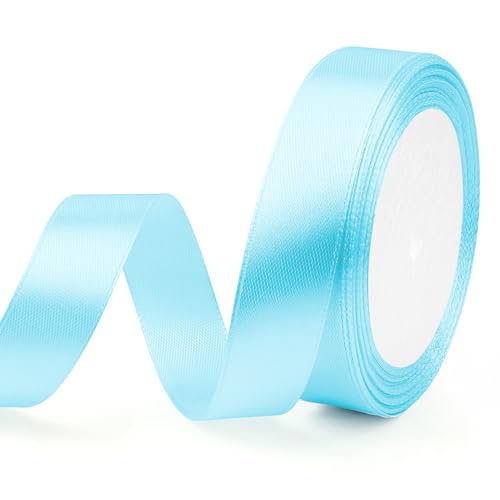 Geschenkband Blau Satinband Hellblau 20mm, 23m Schleifenband für Hochzeit Deko Geschenkverpackung Satinbänder für Geburtstag Festival Bänder Gurtbänder Bunte Bänder Seidenbänder Weihnachtsgeschenke von EmDryze