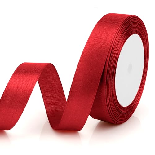 Geschenkband Rot Satinband Rot 20mm, 23m Gurtband Schleifenband für Hochzeit Deko Tischband Red Band Weihnachtsgeschenke Satinbänder Festival Bänder Gurtbänder Seidenbänder Party Deko Weihnachtsbaum von EmDryze