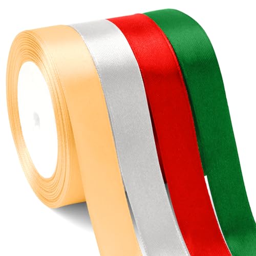 Geschenkband Weihnachten Schleifenband Weihnachten 20mm 92m Geschenkband Gold Geschenkband Rot Geschenkband Set Grün Silber Verpackungsbänder Geschenkverpackung Weihnachten Geschenkbänder Stoffband von EmDryze