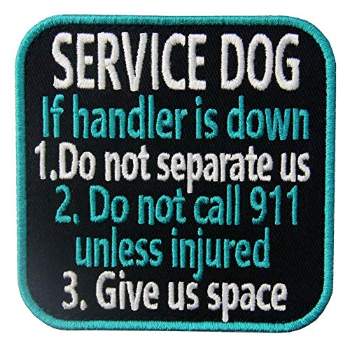 Aufnäher mit Aufschrift "Service Dog If Handler is Down", bestickter Verschluss, Klettverschluss von EmbTao