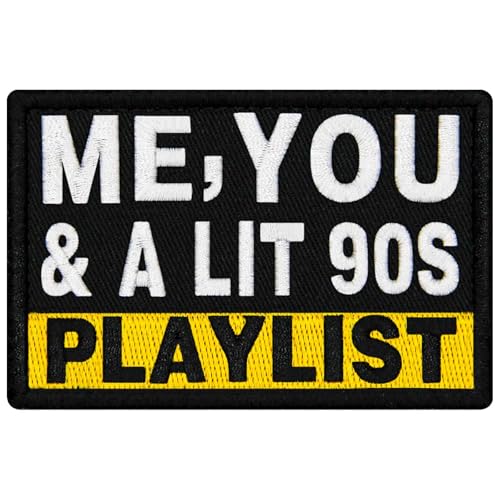 EmbTao Aufnäher, Motiv: Me, You & A lit 90s Playlist-Aufnäher, bestickt, Biker-Abzeichen, Applikation, Haken- und Schlaufen-Emblem von EmbTao