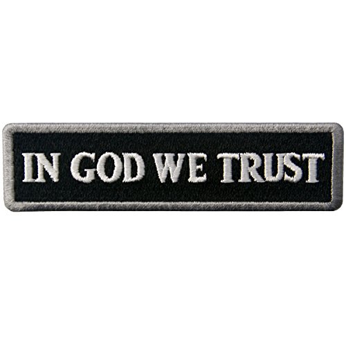 EmbTao Aufnäher 'In God We Trust', Weiß / Schwarz, Medium (9.5 x 2.5 cm), 1 Stück, Rechteckig, Religious/Patriotic, Aufnäher von EmbTao