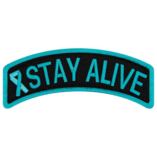 EmbTao Aufnäher mit Aufschrift "Stay Alive for PTSD Awareness", bestickt, Biker-Abzeichen, Applikation, Klettverschluss-Emblem von EmbTao