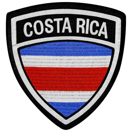 EmbTao Costa Rica National Shield Flag Patch Embroidered Moral Biker Badge Applique Hook & Loop Emblem von EmbTao