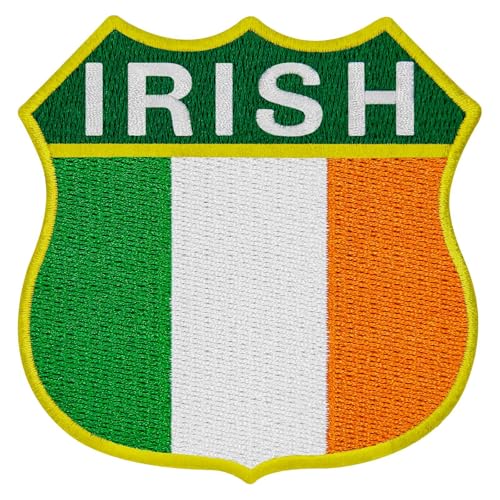 EmbTao Irland-Schild-Flagge, bestickt, irisches Nationalabzeichen, Biker-Applikation, zum Aufbügeln oder Aufnähen von EmbTao