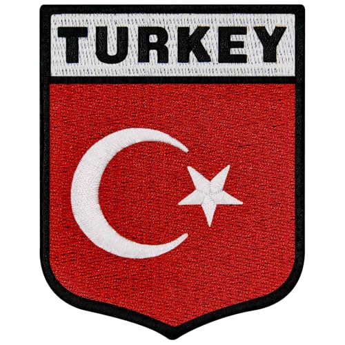 EmbTao Nationale Schildflagge der Türkei Bestickter Aufnäher mit Haken- und Flauschbänder von EmbTao