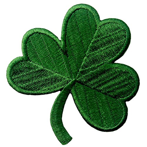 Irisch Klee dunkelgrün Emblem Glückliches Shamrock Bestickter Aufnäher zum Aufbügeln/Annähen von EmbTao