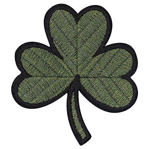 Irischer Klee Glück Shamrock Bestickter Aufnäher zum Aufbügeln/Annähen, Olive Drab von EmbTao