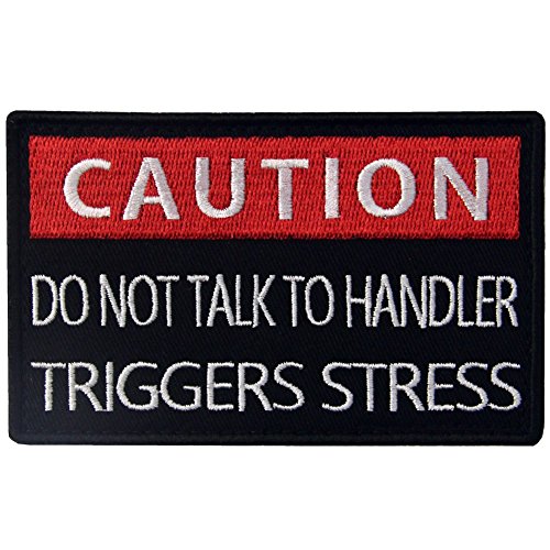 Service Hund Caution Do Not Talk To Handler Triggers Stress Westen/Geschirre Bestickter Aufnäher mit Haken- und Flauschbänder von EmbTao