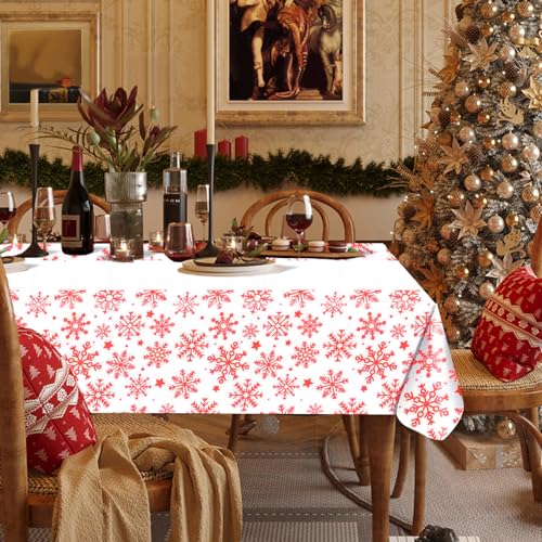 3 Stück Weihnachten Tischdecke,108x178 cm Weihnachten Schneeflocke Weihnachten Tischdecke Partytischtuch,Große Rechteckige Tischdecke für Weihnachtstischdekorationen Partyzubehör von Embhlitfe