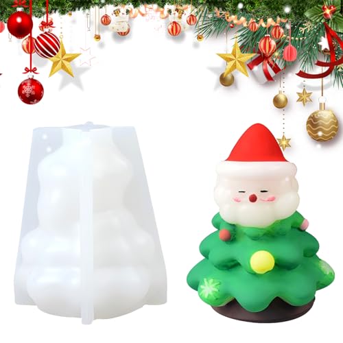 3D Weihnachtsbaum Kerzenform,Weihnachts Kerzenform Weihnachtsmann Silikonform Weihnachts Silikonform,Epoxidharz Gussformen für Weihnachtsdekoration DIY Aromatherapie Kerze (Weihnachtsmann) von Embhlitfe