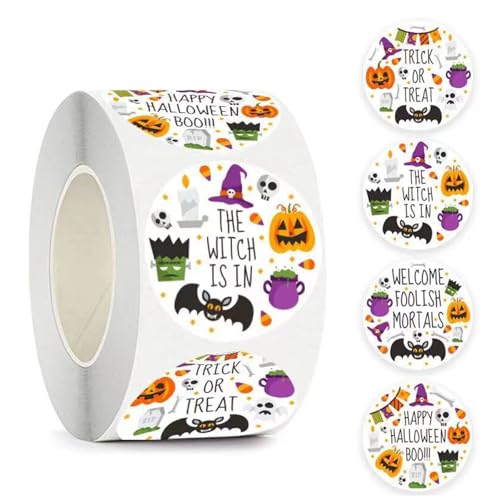 500 Stück Halloween Versiegelungsaufkleber,Halloween Aufkleber Rolle Halloween Versiegelungsetikett Selbstklebende,Halloween Versiegelungsaufkleber für Halloween Party Geschenkverpackungsdekor von Embhlitfe