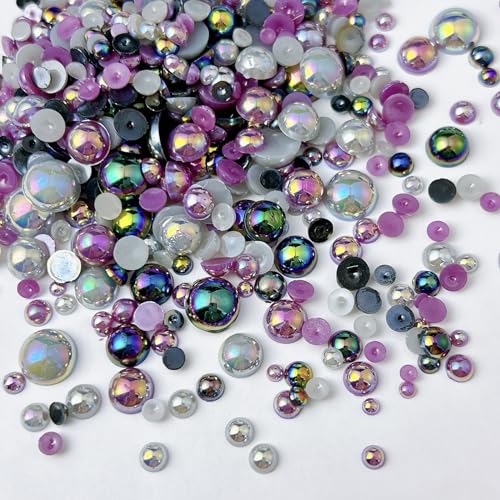 50g Mix Flat Back Perlen und Strass Halbe Perlen Gemischte Größe Halbe Runde Perlen Strasssteine für Crafting Art DIY Nagelschmuck Dekoration Telefon Fall machen von Embhlitfe