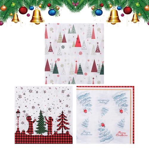 60 Blatt Weihnachtsservietten,Weihnachten Servietten Weihnachts Papierservietten Weihnachtsparty Servietten,Weihnachten Party Papierservietten für Weihnachtspartyzubehör Tischdekorationen (Mehrfarbig) von Embhlitfe